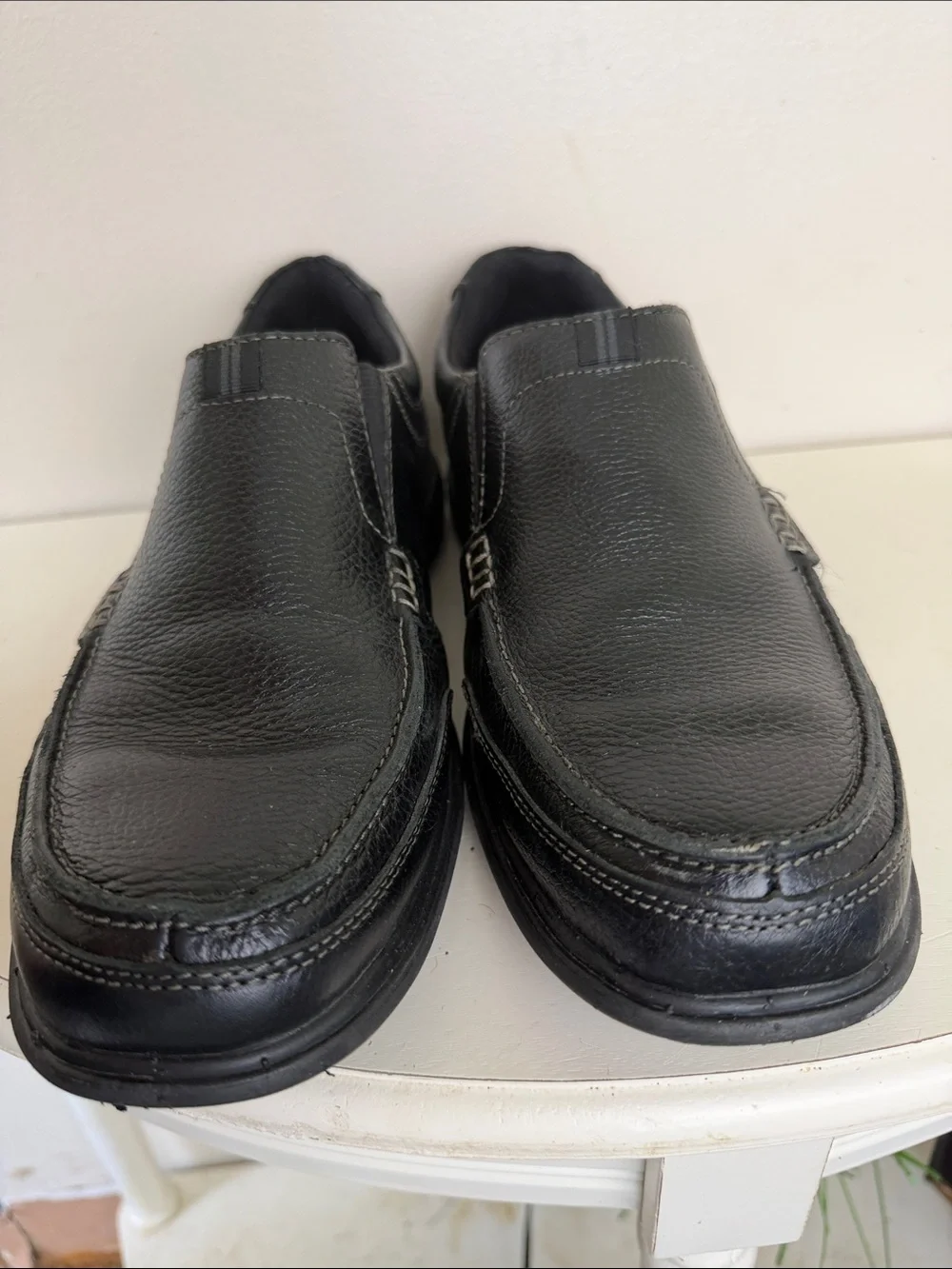 (2397) Nunn Bush Men's Black Slip-On Leather Dress Shoes, Size: 10M